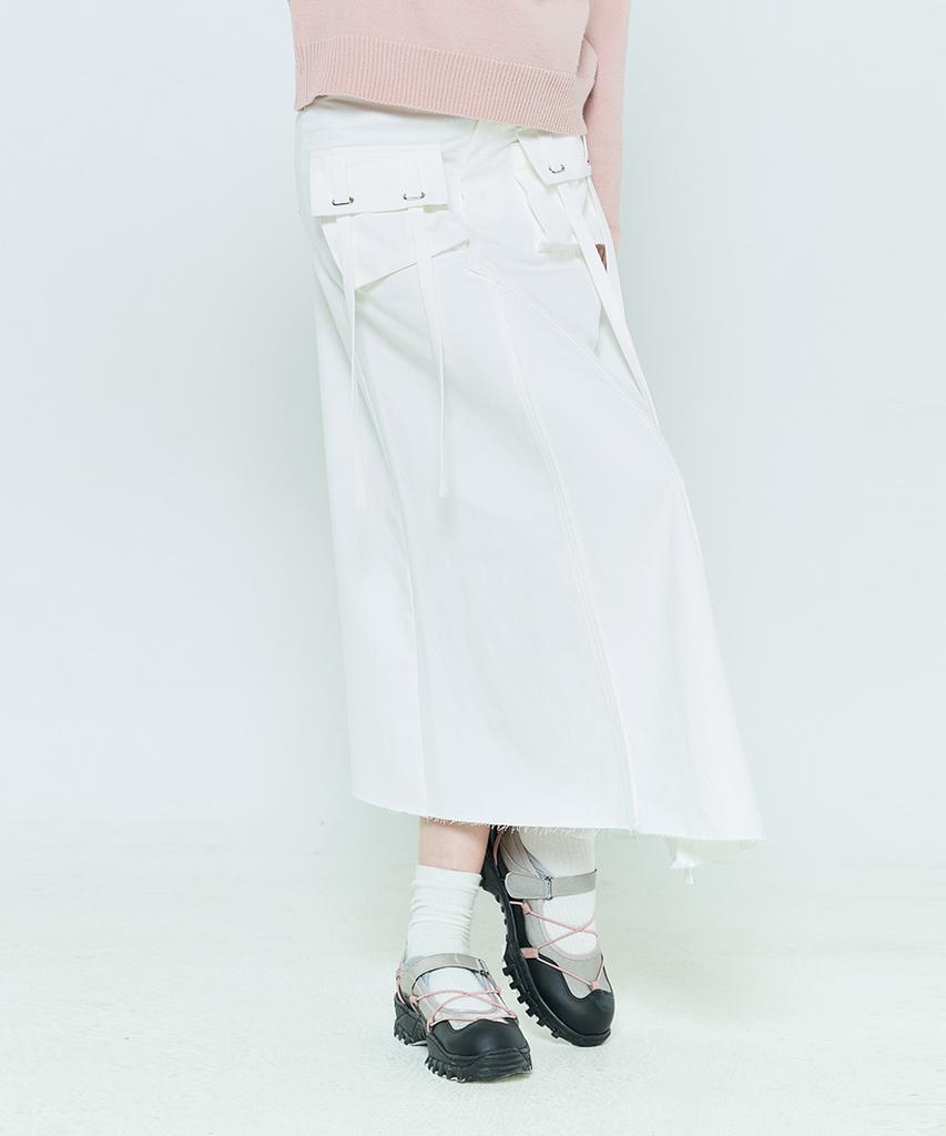 LARTIGENT L6 Pocket Slit Skirt(White)
