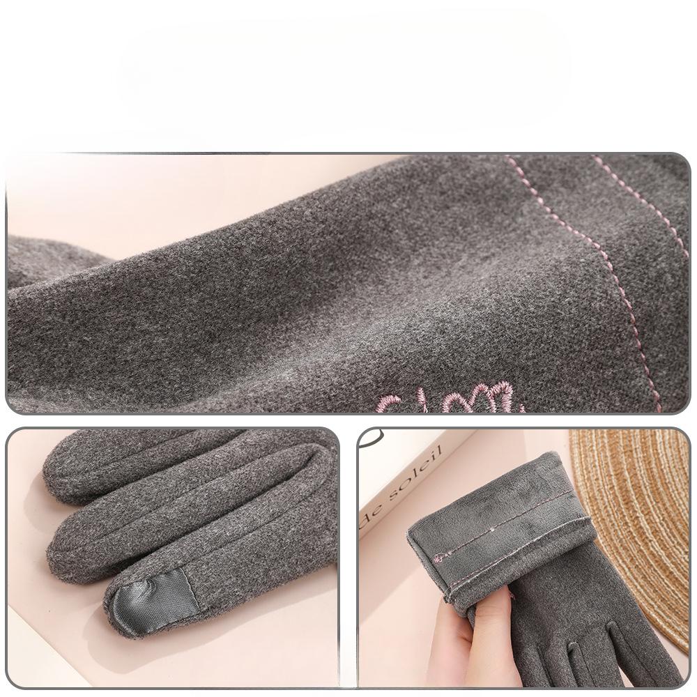 Warm Gloves for Women In Winter Thickened Fabric Cycling Hair Mouth Cold Proof Outdoor Windproof Heat Storage Touch Screen Warm Gloves