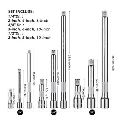 Ratchet Extension Rod 1/4 3/8 1/2Inch Drive Steel Construction Corrosion Resistant For Mechanical Maintenance