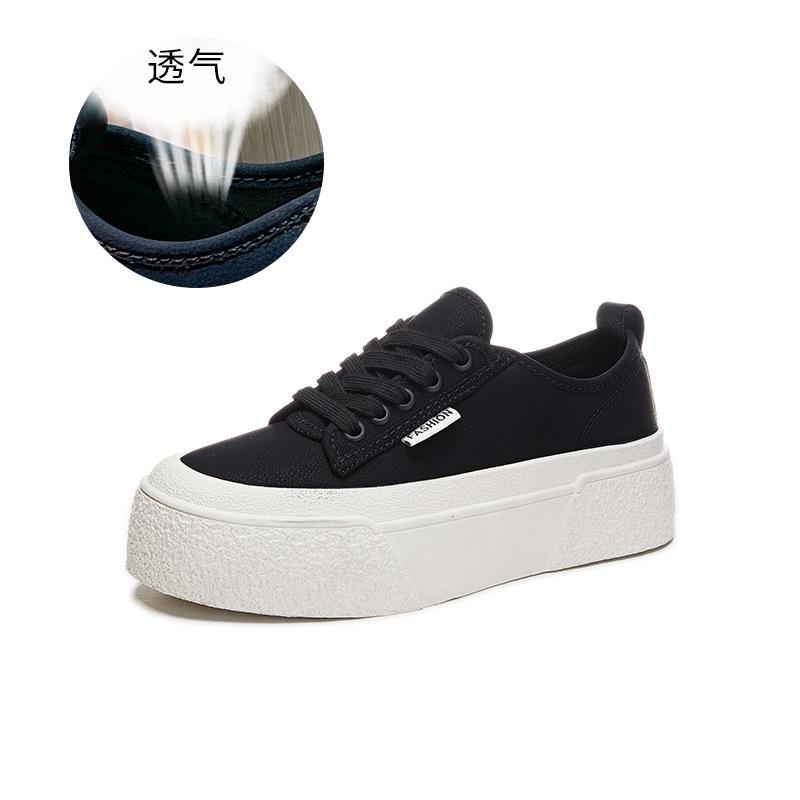 Leather little white shoes women's 2025 spring new platform retro board shoes women's big head muffin women's shoes versatile casual shoes