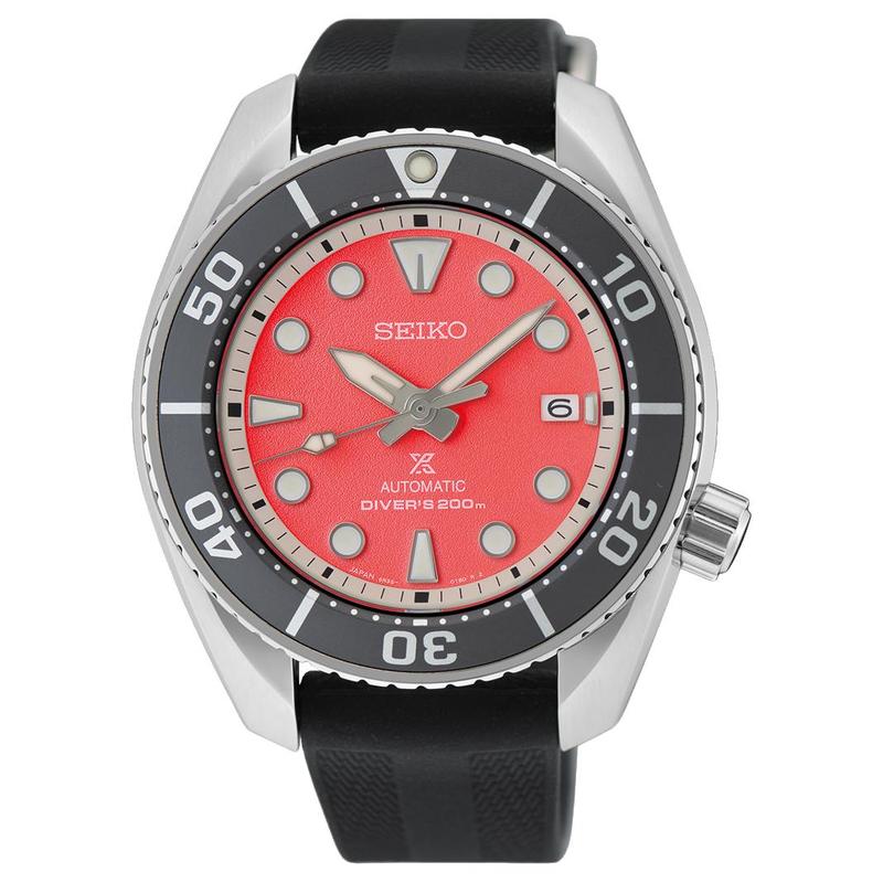 SEIKO prospex 200 meters waterproof calendar Automatic silicone strap 45mm men s watch red dial SPB541J1 синий