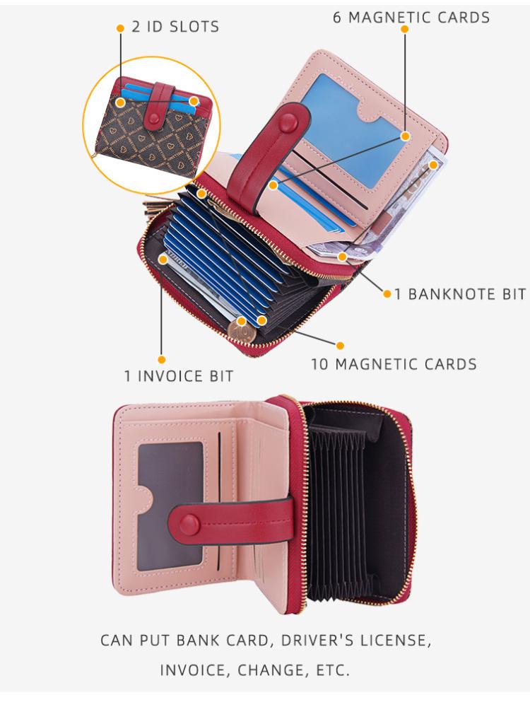 Damski Krótki Portfel Patchworkowy Drukowany w Kratę Portfel Wiele Przegródek na Karty Składany Zapinany na Zatrzask Etui na Banknoty Zapinana na Zamek Kieszonka na Monety Skórzany PU Uchwyt na Karty