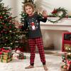 Family Matching Christmas Printed Loungewear Set with Long Sleeve Round Neck Top and Pants for Parents and Kids