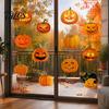 Decorative Jack O' Lantern Wall Art 3 Sheets Halloween Ghost Face Pumpkin Sticker, Cute Black Cat PVC Window Decals for Parties Decals, Waterproof