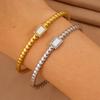 Fashion Light Luxury Ing Square Diamond-encrusted , Popular Round Beads In Europe and America, Open To Send Girlfriends Stainless Steel S