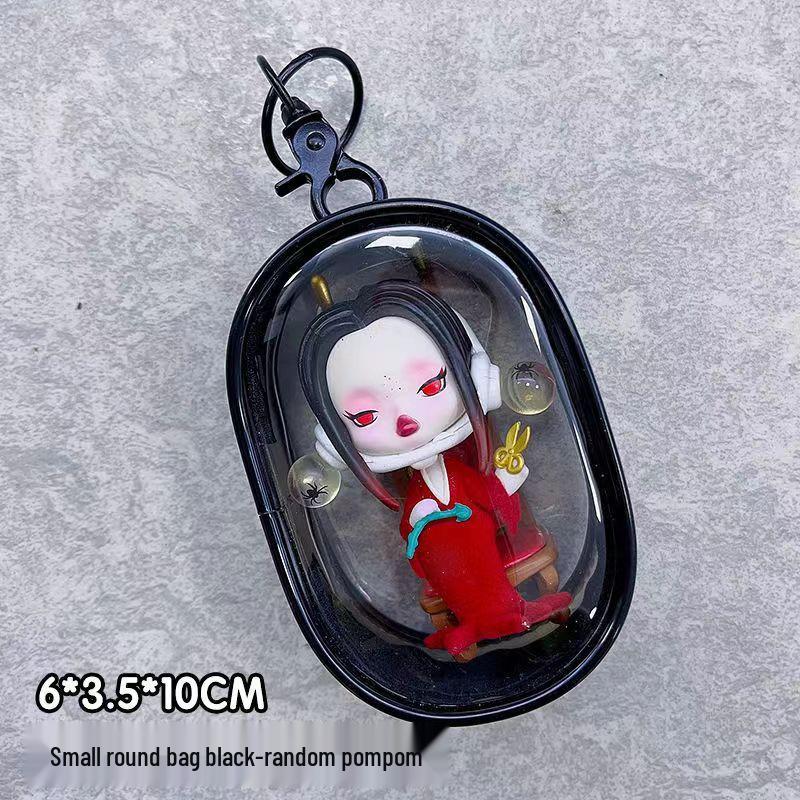 Pop Mart Transparent PVC Baby Stroller Bag - 3D Sun Design, 20cm Blind Box Display Storage Bag