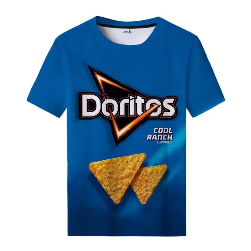 Snack-Kartoffelchips 3D-T-Shirts Herren Lustiges Cartoon-T-Shirt Lässiges Cooles Streetwear-T-Shirt Paar-Top Tee Herren Oversized