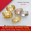 Anillo de Amor Clásico para Mujeres Hombres Pareja Acero Inoxidable Chapado en Oro de 18K Anillos de Cristal Circonita Cúbica Anillo de Boda Joyería de Lujo