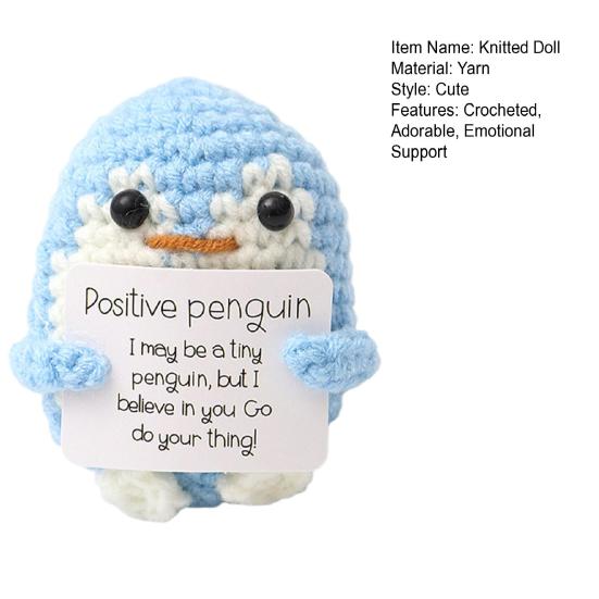 Positive Crochet Doll Handmade Crocheted Emotional Support Positive Animal Tabletop Ornament Birthday Gift for Family Friends Kids