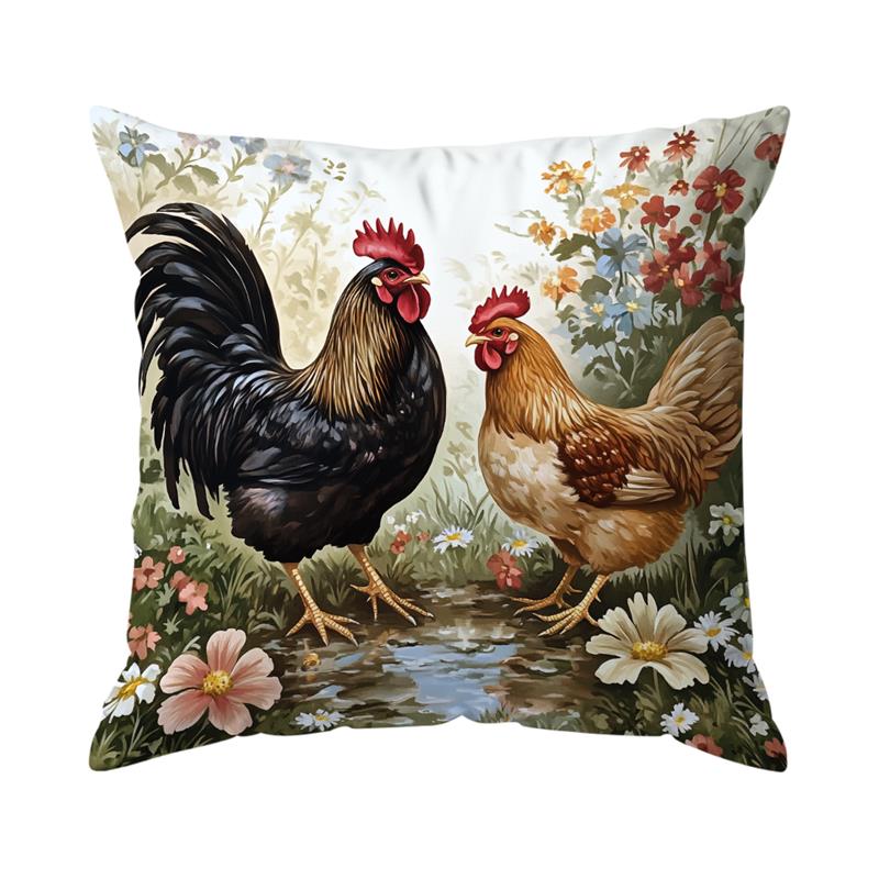1 Stück Hahn Kissenbezug Für Zuhause Wohnzimmer Schlafzimmer Sofa Büro Dekorative Kissenhülle Weiche Kuschelkissen 45X45cm