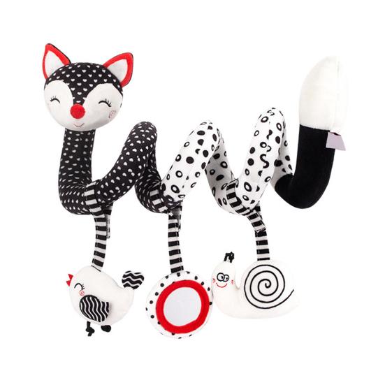 Baby Spiral Plush Toy with Teether Ring Fox Giraffe Bird Beetle Caterpillar Donkey