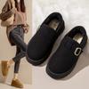 Fashion Women Suede Mules Platform Flats Boston 2024 Fashion Retro Outdoor Snow Boot Winter New Comfort House Shoe Plush Thick Cotton