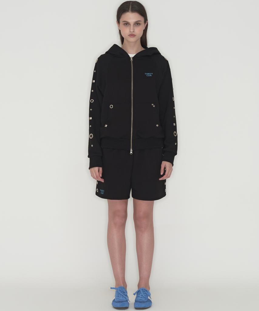 Tteolseutikeulleob Studded Set Short Pants - Black
