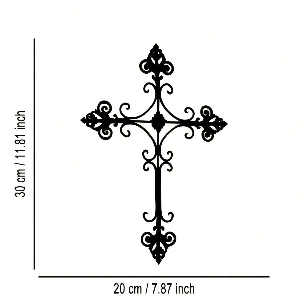 

Vintage Ornate Iron Cross Wall Decor Plaque Metal Art Home Cafe Gift