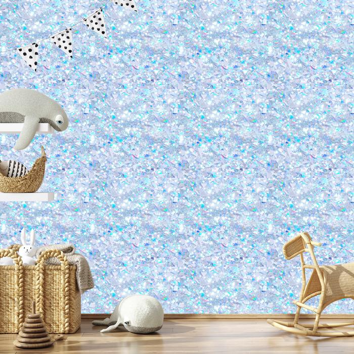 Iridescent glitter wallpaper azure, celadon and blue 50x1000
