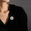 Women Brooch Sparkling Rhinestones Chrysanthemum Shape Lapel Pin Suits Coats Bags Scarves Badge Versatile Accessory