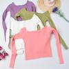 Autumn New Slim Fit Slimming One Shoulder T-shirt for Women Short Knit Sweater, Long Sleeved Top Sweaters