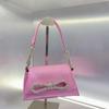 Sparkling Rhinestone Bow Mini Crossbody Bag Women Sweet Pastel Pink Chain Shoulder Clutch Evening Purse