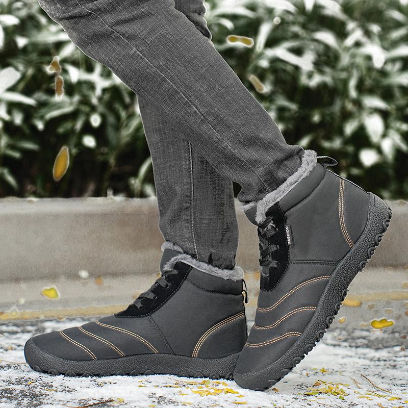 Autumn and Winter Men's Warm Cotton Boots Plus Cotton Goose Down Cotton Shoes Men's Snow Boots Thick Warm Shoes