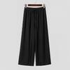 INCERUN Men's Sheer Overlay Split Trousers Casual Wide Leg Drawstring Beach Holiday Pants