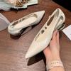 Fashion Slip-on French Shallow Wrapped Toe Low Heel Shoes Women's Summer New Pointed Toe Small High Heel Single Shoes
