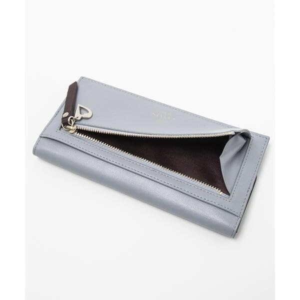 Lanvin en Bleu Carla Thin-Diameter Long Wallet, Light Gray, Size F