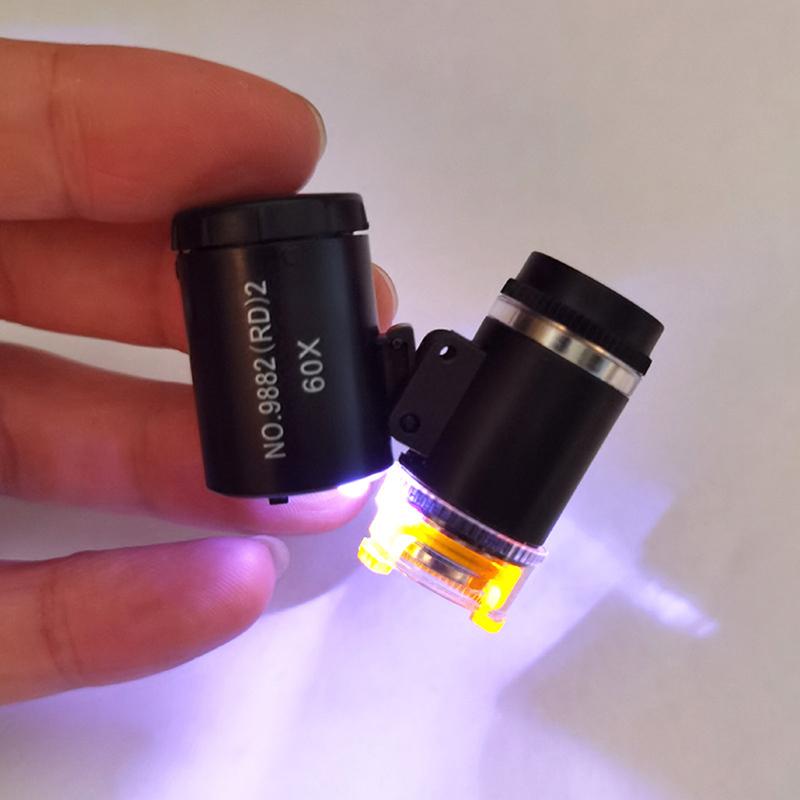 Mini Pocket Microscope Kit 60X Lab Handheld Microscope Battery Powered Microscope With Led Light Kids Science Microscop