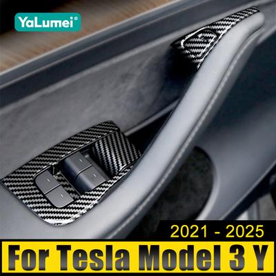 Tesla Model3 Model 3 Y 2021 2022 2023 2024 2025 Araba Pencere Camı Kaldırma Anahtarı Düğmesi Kapağı Kapı Kol Dayama Paneli Döşeme Çıkartmaları