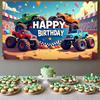 Monster Truck Grattis på Födelsedagen Banner Födelsedagskalas Dekoration Bakgrund Festevenemang Fotografi Bakgrund Rekvisita