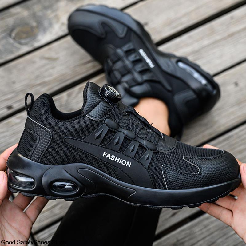 Atmungsaktive Sicherheitsschuhe Männer Rotierenden Knopf Arbeitsschuhe Luftpolster Männer Schutzschuhe Anti-smash Anti-punktion Arbeitsstiefel