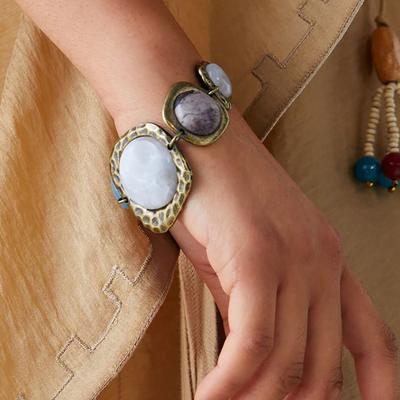 Easy-hook Clasp Link Chain Retro Bracelet Exaggerated Irregular Stone Women Bracelet Hand Decor