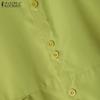 ZANZEA Women Casual Turn Down Collar Solid Color Short Sleeve Blouse