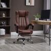 Home Office Chair Microfibre Desk Chair with Reclining Function Armrests Swivel Wheels Footrest Brown