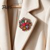 Elegant Floral Brooch Retro Rhinestone Flower for Women, Vintage Lapel Outfit Embellishment Pin Pin, Jewelry Accessory Wedding Party Prom Classic
