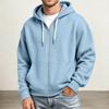 Men's Full Zip Hoodie Drop Shoulder Sleeves, Casual Long Sleeve Sweatshirt for Everyday Wear