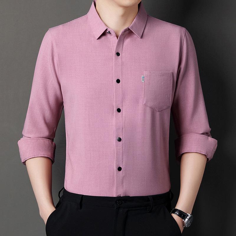 Spring and Autumn Men's Long Sleeve Shirts Business Casual Men's Loose Real Pocket Shirts