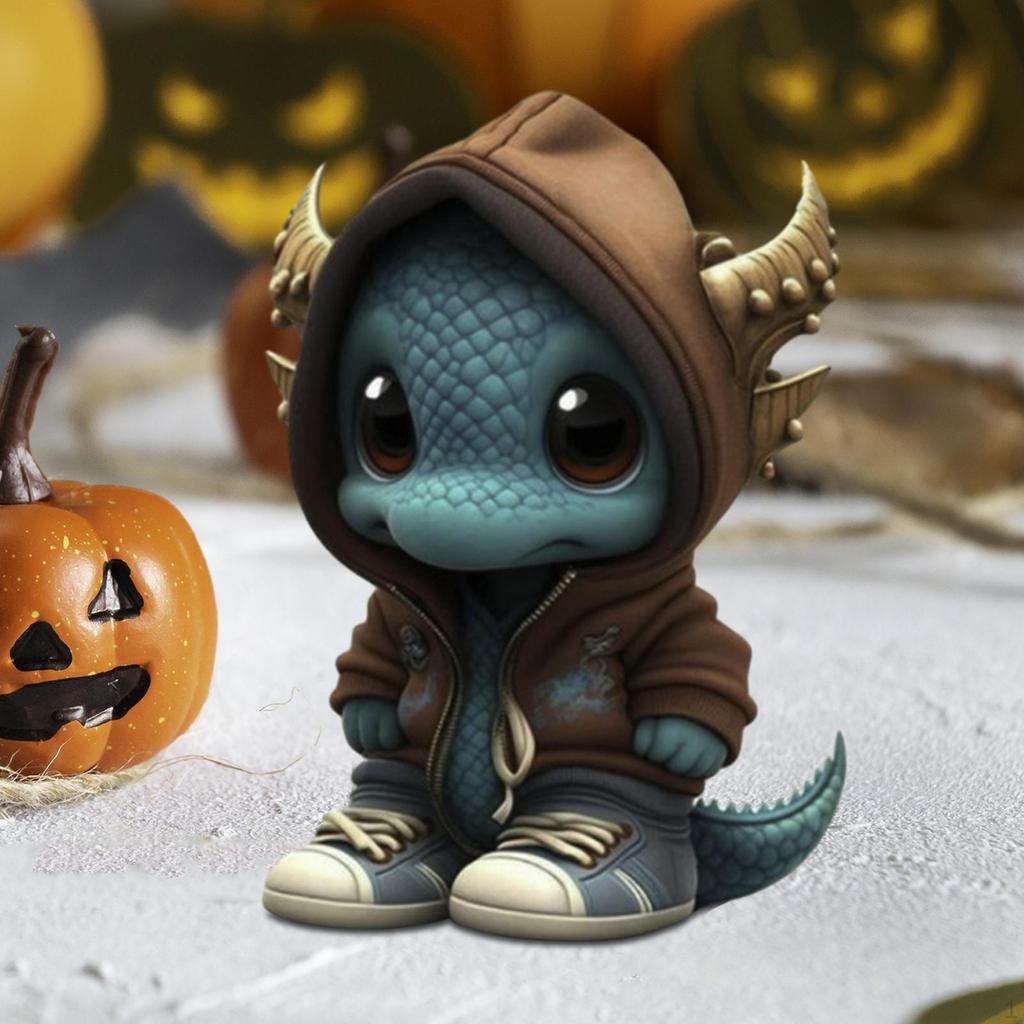 Jul Dinosaur Staty Djurskulptur Xmas Ornament Halloween Elf dekoration för bondgård