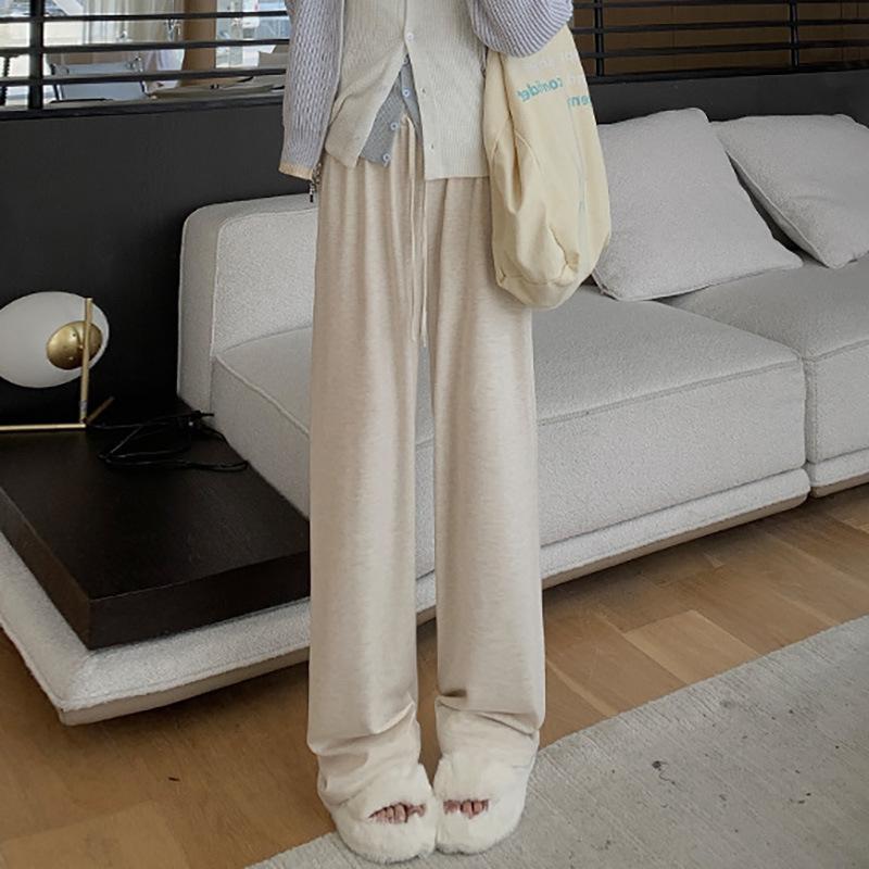 Y Gray Glutinous Rice Pants Women's Spring, Autumn and Winter New High Waist Drape Straight Loose Lazy Casual Wide-leg Pants
