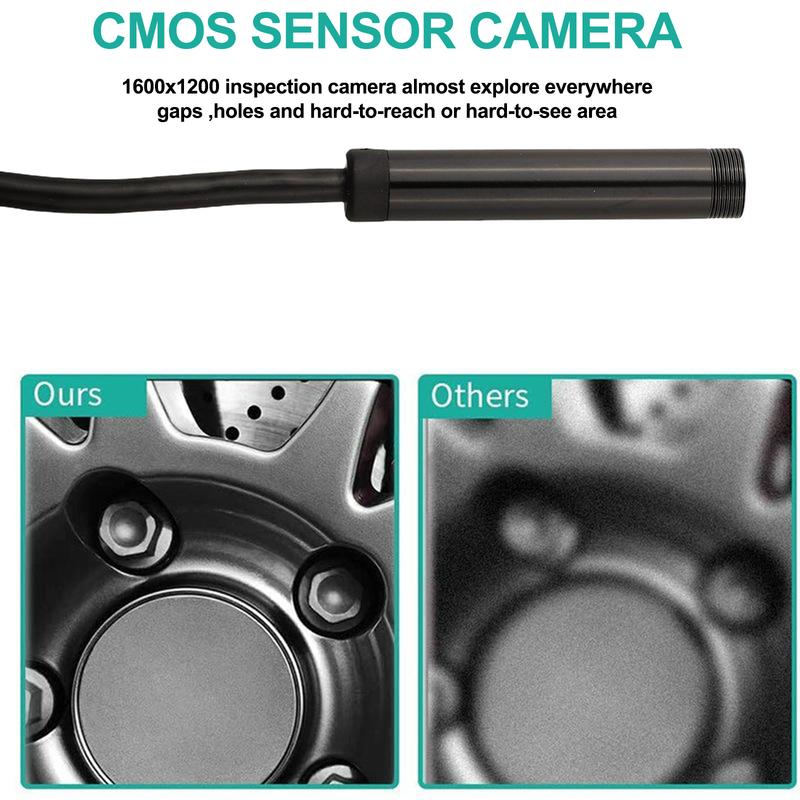 8mm 1200P Industrial Borescope with 5M Length and 3 in 1 Interface for Mobile and Computer Use IP67 Waterproof