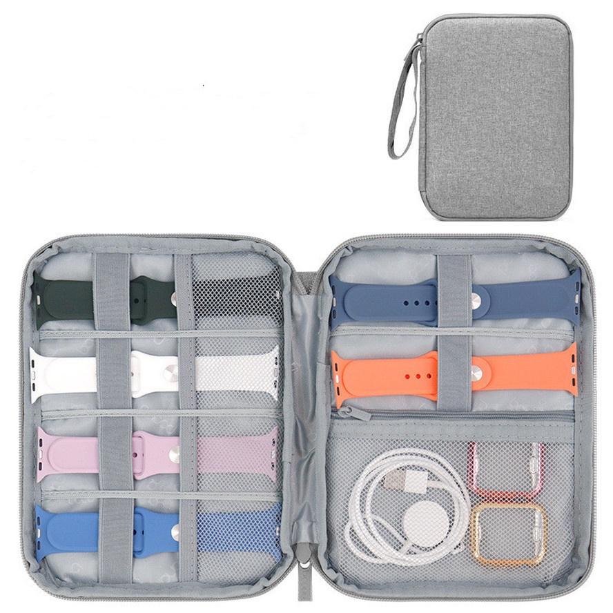 

Сумка-футляр для часов, многофункциональная дорожная сумка для умных часов, ремешок для часов, ремешок для кабеля, сумка, портативный чехол, чехол для браслета, коробка для хранения 22cmx17cmx2cm серый