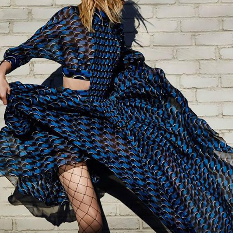 Spring Summer Women Temperament Hollow-out Chiffon Sexy Big Swing Long Dress