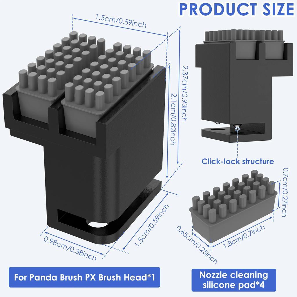 For Bambu Lab X1 P1S Series Nozzle Brush Bambu Lab Wiper Silicone Brush Mounted Scrubbers Print Head Cleaner Printer Head Wiping