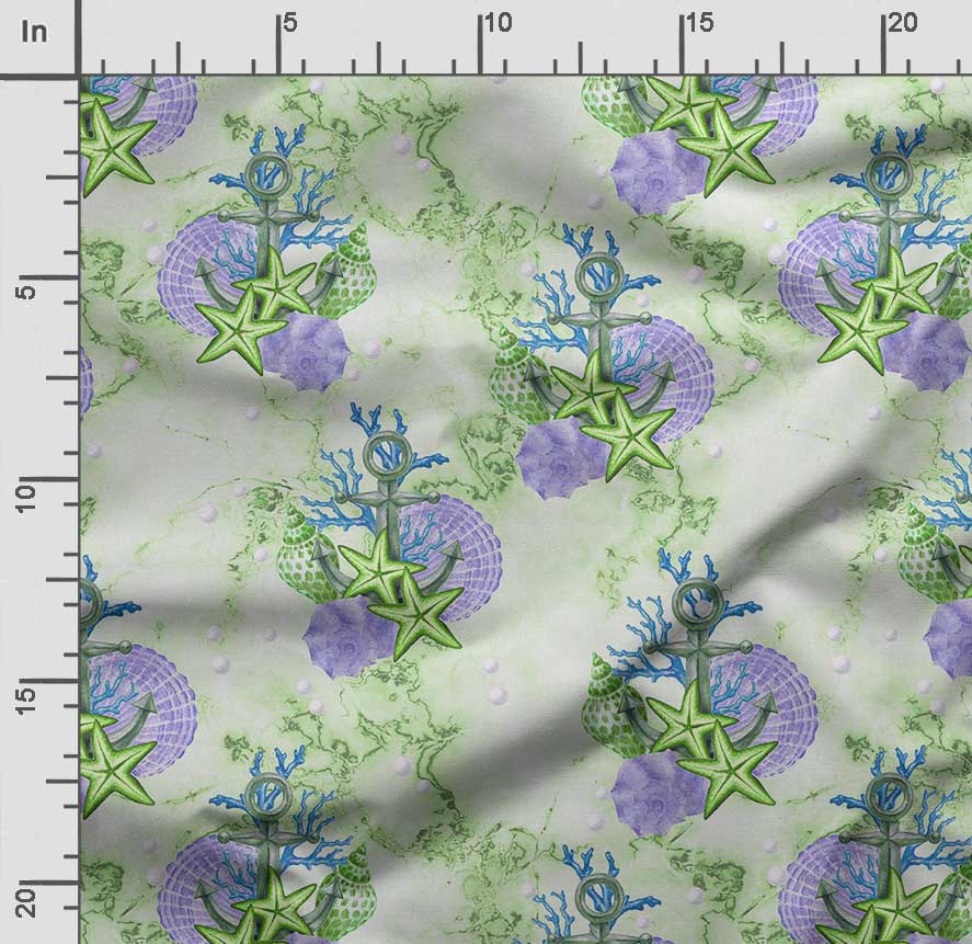 Soimoi Sea Shell Print, Cotton Cambric, Quilting Fabric prodávaná společností The Yard 42 Inch Wide, Medium Weight Cotton Fabric,