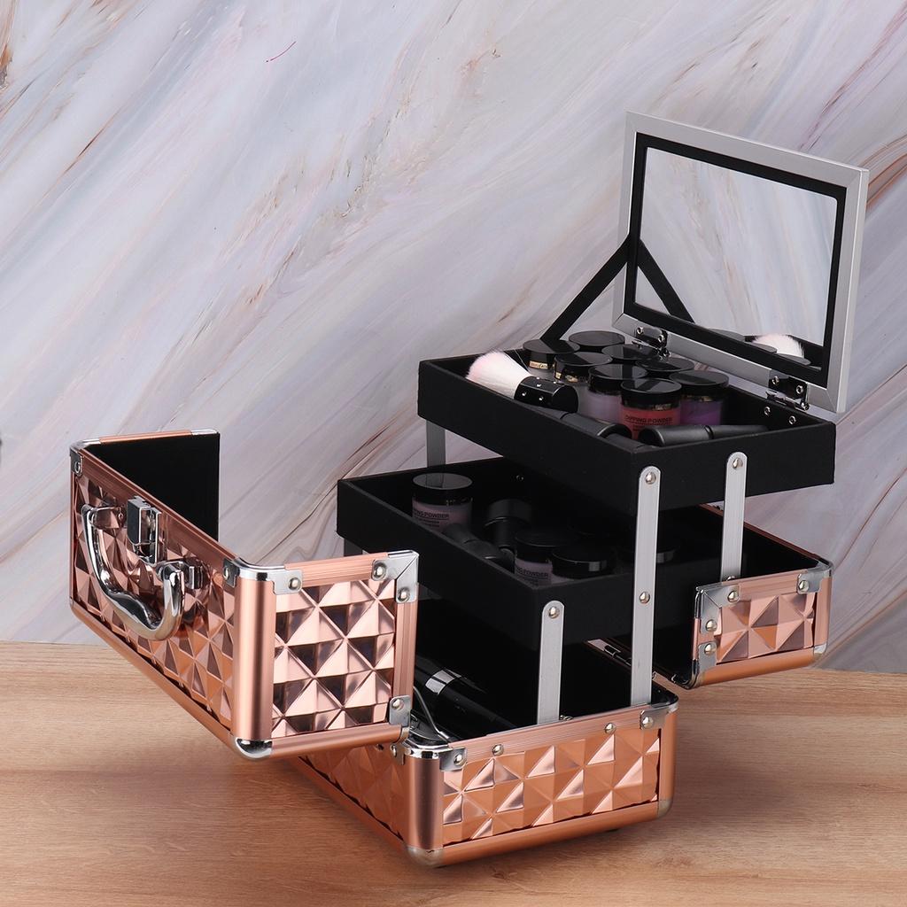 Professional Portable Cosmetic Bag Suitcases Cosmetics Large Capacity Women Travel Makeup Bags Box Manicure Cosmetology Case 9 x 6 x 6 inchesinches
