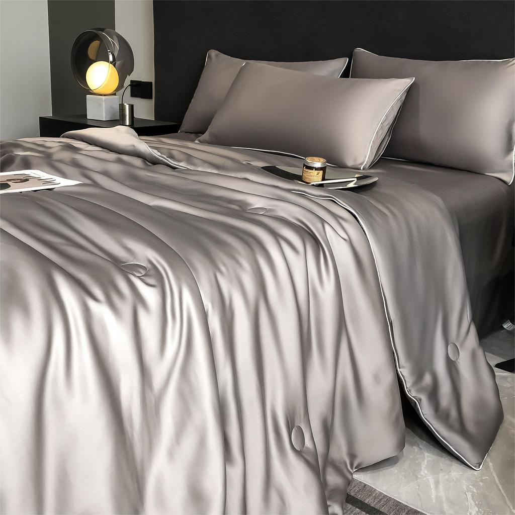 Washable Tencel Summer Cool Quilt Cooling Summer Quilt Machine Washable Air-Conditioning Thin Blanket Ice Silk Quilt