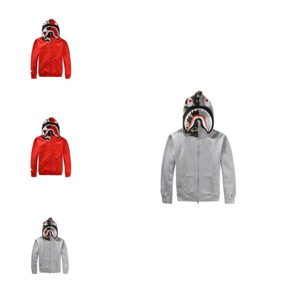 A Bathing Ape Sweat Kapuze Herren Hai Jacke Camouflage Pullover Jacke Schwarz Groß