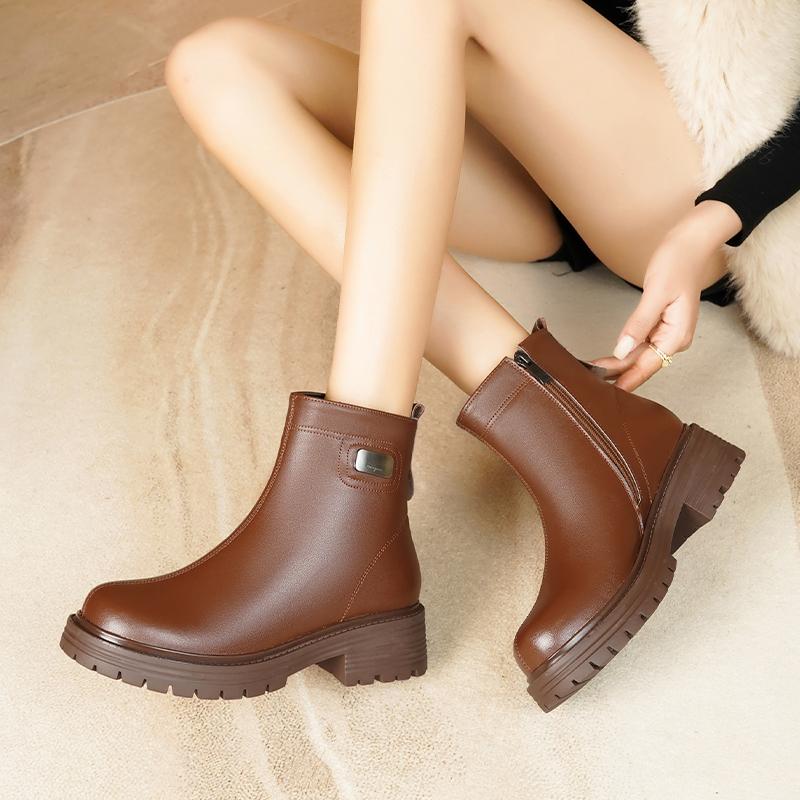 Fashion AIYUQI Ankle Boots Women 2025 New Genuine Leather Natural Wool Snow Boots Women Anti Slip Large Size Women's Motorcycle Boots