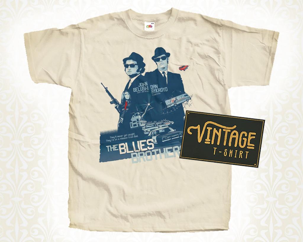 The Blues Brothers V2 T-Shirt Vintage Natural Color Men's T-Shirt DTG Digital Print SIZES S M L XL 2XL 3XL 4XL 5XL