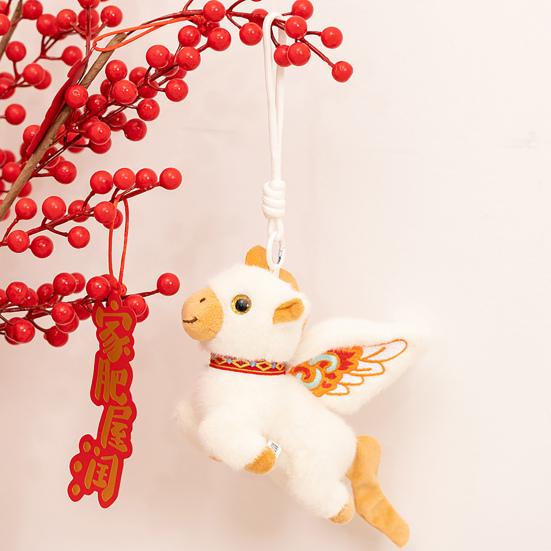 Horse Plush Doll Keychain Year of The Horse Zodiac Ornament Hanging Plushie for Car Bag Chinese New Year Gift Auspicious Symbol Blessings