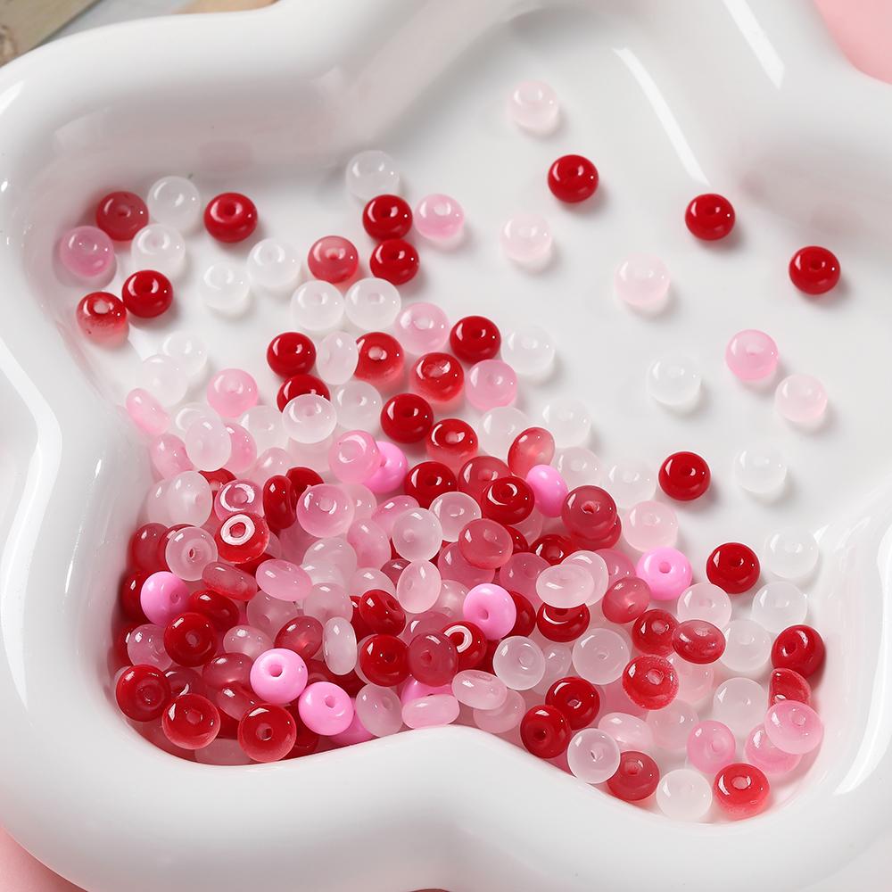 

100pcs/lot Glass Imitation Jade Beads Flat Round Spacer Beads Mixed Bead for DIY Necklaces Bracelets Jewelry Making Accessories 3x6mm